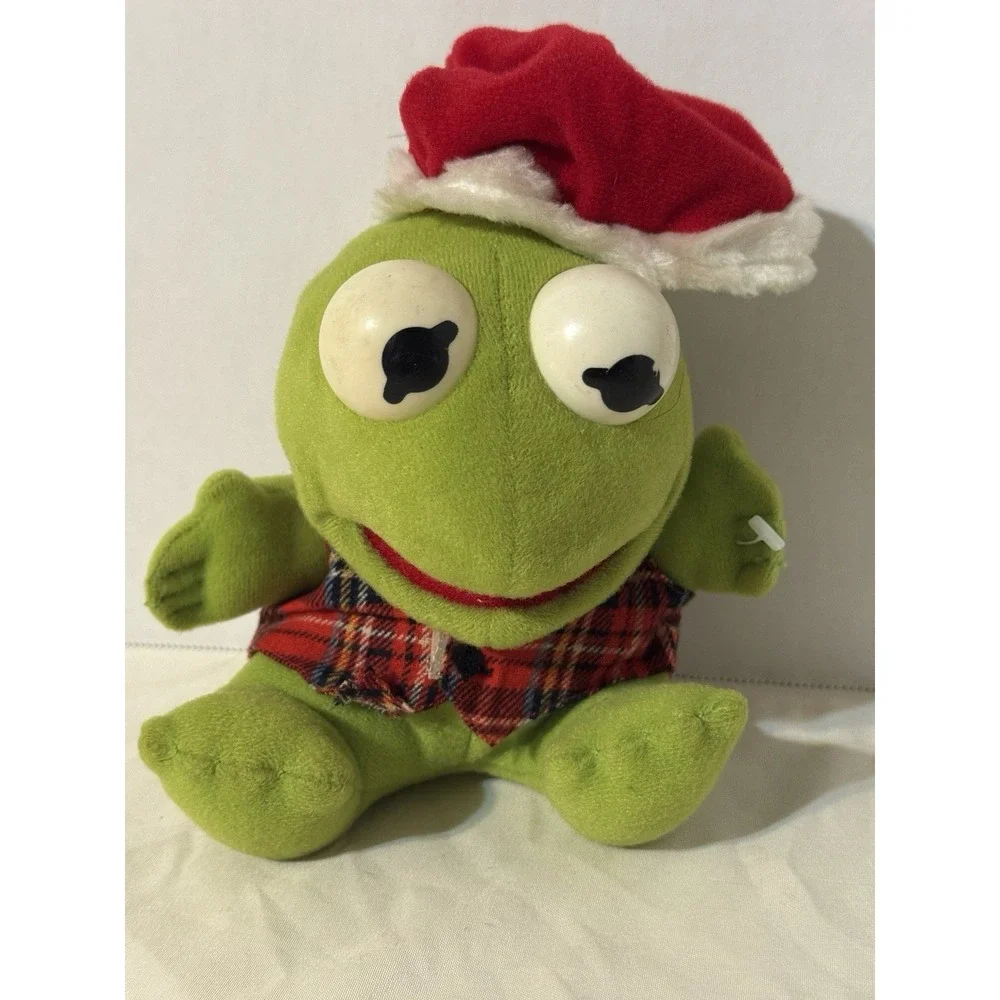Vintage 1987 Baby Kermit the Frog Christmas Plush Jim Henson The‎ Muppets